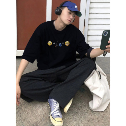 夏季新款高檔純棉短袖男T恤衫休閒百搭圓領輕奢帥氣男裝上衣夏裝