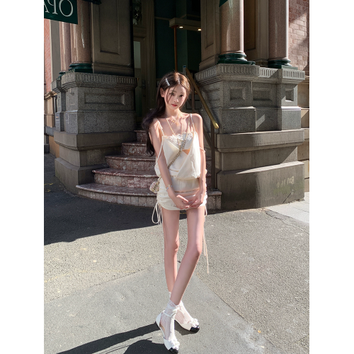 春夏新款法式純欲氣質立體綉花吊帶連衣裙女小個子性感辣妹包臀裙