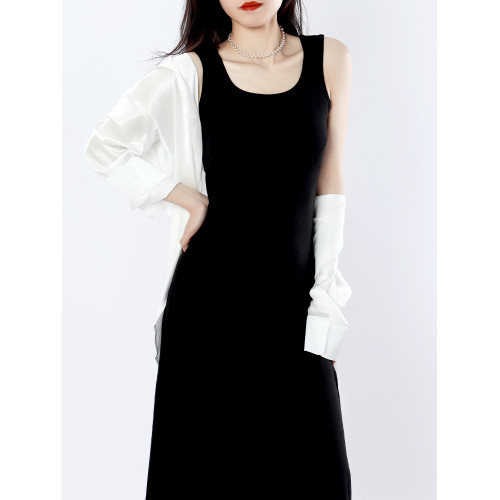 九葭美背吊帶女帶胸墊夏季新款內搭百搭美背文胸一體背心連衣裙