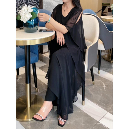 連衣裙女夏減齡2025超火大碼寬松不規則長裙潮高級小衆不撞款裙子