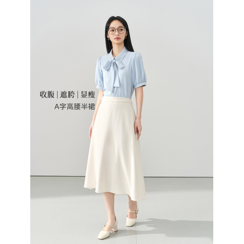 伯德小姐教師面試連衣裙女蝴蝶結雪紡襯衫小個子穿搭職業正裝半裙