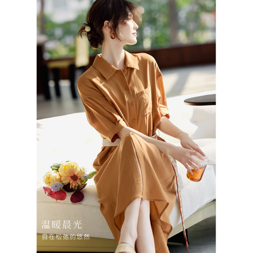 XWI訢未萊賽爾優雅通勤襯衫連衣裙女2026年夏季簡單大方顯瘦長裙 XWI訢未萊賽爾優雅通勤襯衫連衣裙女2026年夏季簡單大方顯瘦長裙
