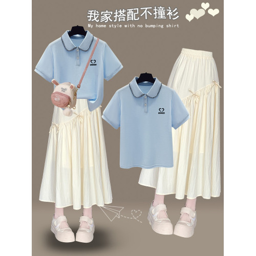 女大童連衣裙夏季初中生學院風初中高中學生裙子少女青少年套裝裙