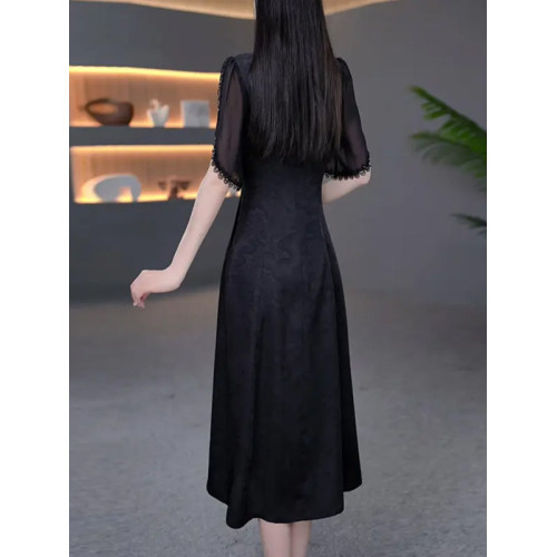 丹貝芬改良版旗袍連衣裙女夏季2025新款顯瘦復古高級感國風a字裙