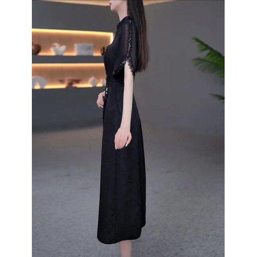 丹貝芬改良版旗袍連衣裙女夏季2025新款顯瘦復古高級感國風a字裙