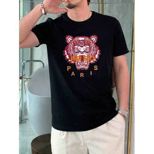 歐貨虎頭印花時尚男T恤時尚經典百搭絲光棉高級感冰絲短袖潮
