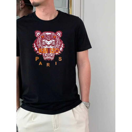 歐貨虎頭印花時尚男T恤時尚經典百搭絲光棉高級感冰絲短袖潮