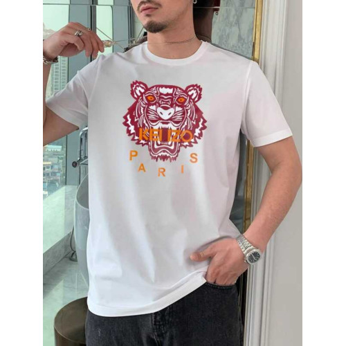 歐貨虎頭印花時尚男T恤時尚經典百搭絲光棉高級感冰絲短袖潮