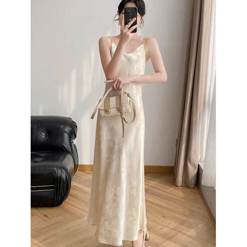YIYUAN西裝打底內搭新中式國風垂墜感緞面醋酸吊帶連衣裙女春夏裝
