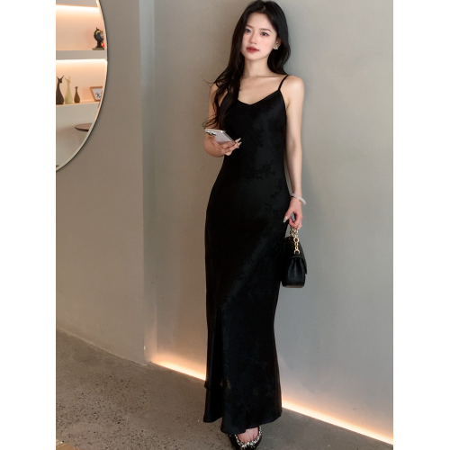 YIYUAN西裝打底內搭新中式國風垂墜感緞面醋酸吊帶連衣裙女春夏裝