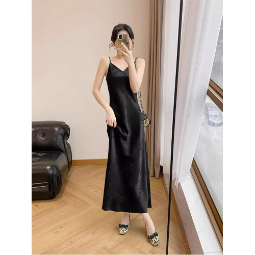 YIYUAN西裝打底內搭新中式國風垂墜感緞面醋酸吊帶連衣裙女春夏裝