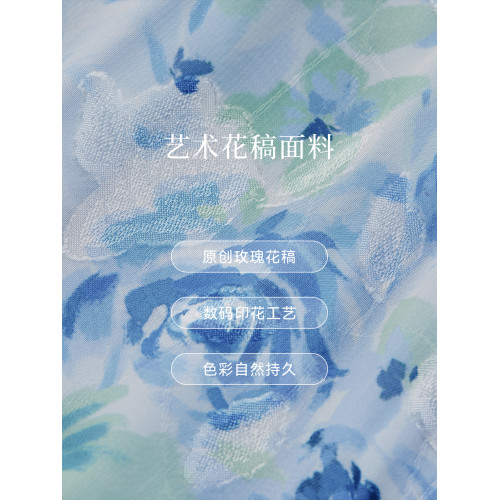 【喬訢同款】珂萊蒂爾2025夏新款茶歇印花V領連衣裙女長款飄逸裙