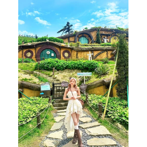 新疆草原大西北川西旅遊穿搭女裝甜辣風前短後長不規則吊帶連衣裙