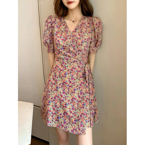 法國Rixo Rose⭐法式氣質碎花連衣裙子女夏季輕奢高級感收腰a字裙