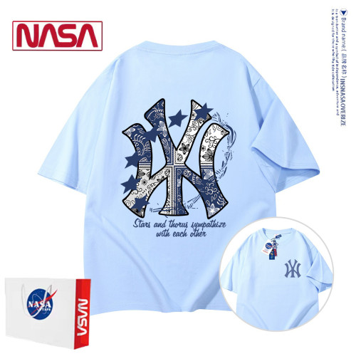 NASA聯名潮牌夏季新款純棉短袖男t恤寬松重磅圓領上衣設計感體恤