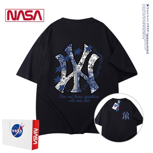 NASA聯名潮牌夏季新款純棉短袖男t恤寬松重磅圓領上衣設計感體恤