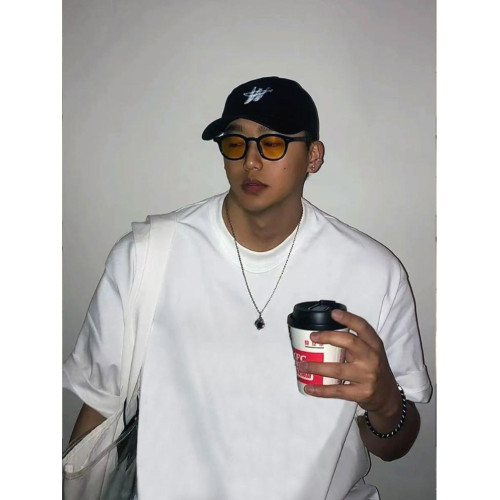 潮牌美式復古短袖男t恤夏季歐美高街hiphop純色純棉半袖圓領上衣
