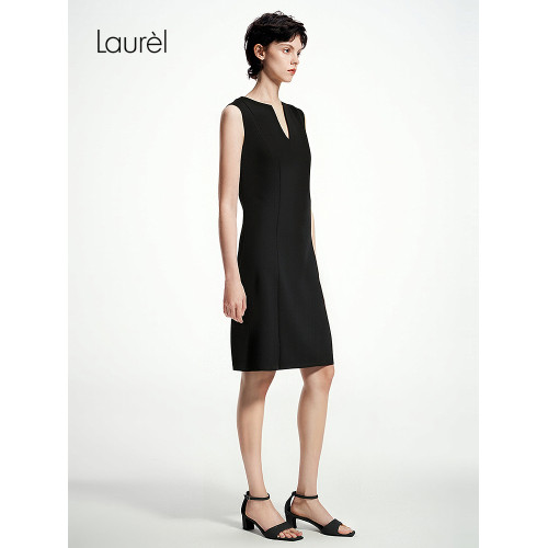 Laurel勞芮春夏經典別致高智極簡圓領連衣裙女LWD341Y05800