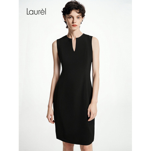 Laurel勞芮春夏經典別致高智極簡圓領連衣裙女LWD341Y05800