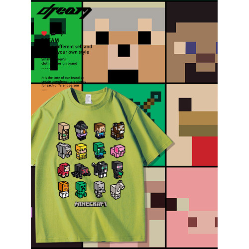 我的世界Minecraft短袖男t恤夏季苦力怕兒童成人男童半袖純棉衣服