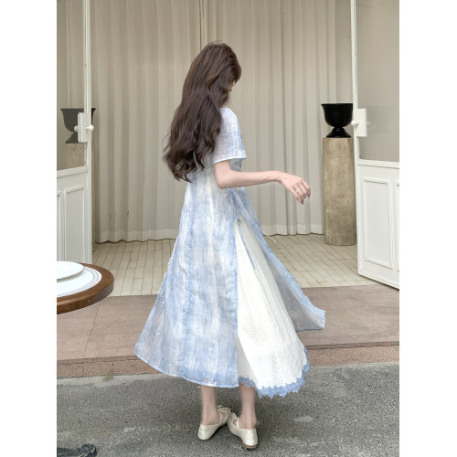 新中式國風禪意改良旗袍曡穿連衣裙套裝女夏季2025新款裙子兩件套