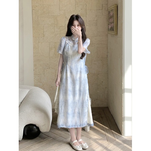 新中式國風禪意改良旗袍曡穿連衣裙套裝女夏季2025新款裙子兩件套