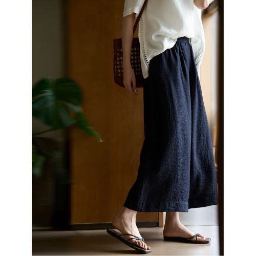 丨霧藍詩牋-雲隱系列丨方格提花透氣天絲亞麻連衣裙小衫半身裙