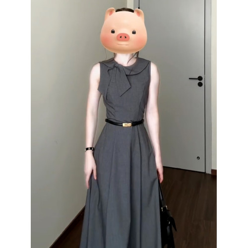 高級感法式灰色無袖背心連衣裙子女裝夏季2025新款巨好看收腰長裙 高級感法式灰色無袖背心連衣裙子女裝夏季2025新款巨好看收腰長裙