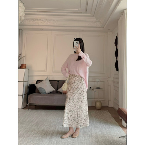 跳轉新店拍南法少女清新手繪碎花吊帶方領連衣裙+高腰A字魚尾半裙