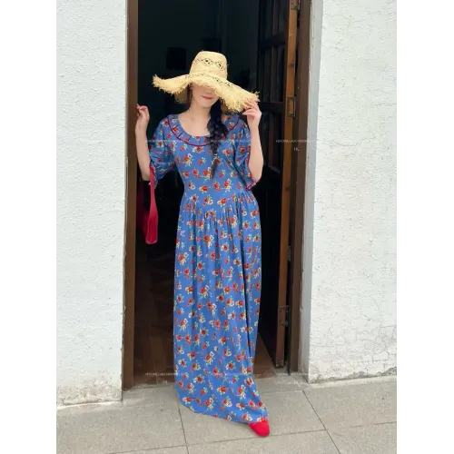 【愛神】HL棉綢夏季新款法式浪漫顯瘦氣質甜美復古公主長款連衣裙