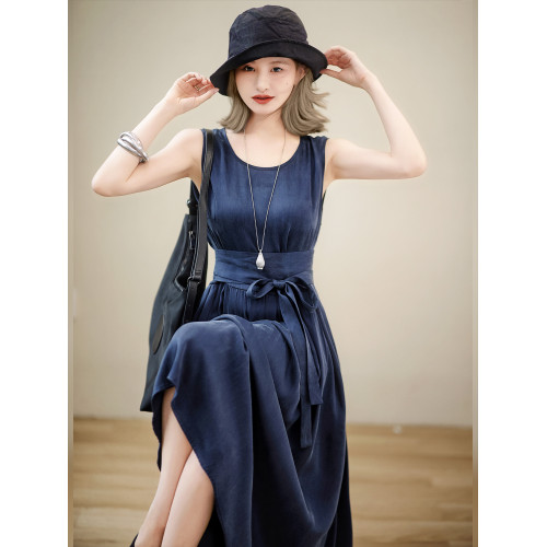 趙大喜｜盛夏晚風.連衣裙｜寬鬆版連衣裙25新款圓領無袖簡約長裙