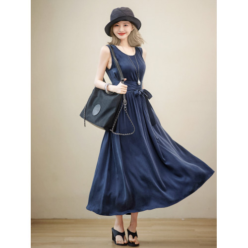 趙大喜｜盛夏晚風.連衣裙｜寬鬆版連衣裙25新款圓領無袖簡約長裙