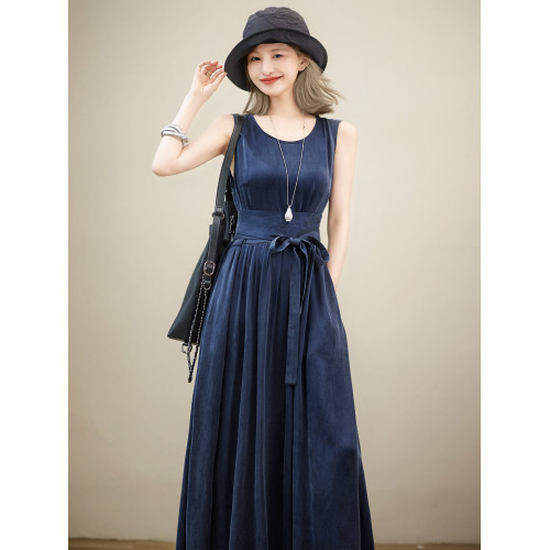 趙大喜｜盛夏晚風.連衣裙｜寬鬆版連衣裙25新款圓領無袖簡約長裙