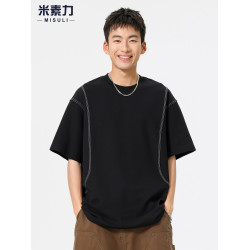 ins潮牌痞帥百搭涼感男t恤短袖高級輕奢設計感男士衣服圓領體恤衫