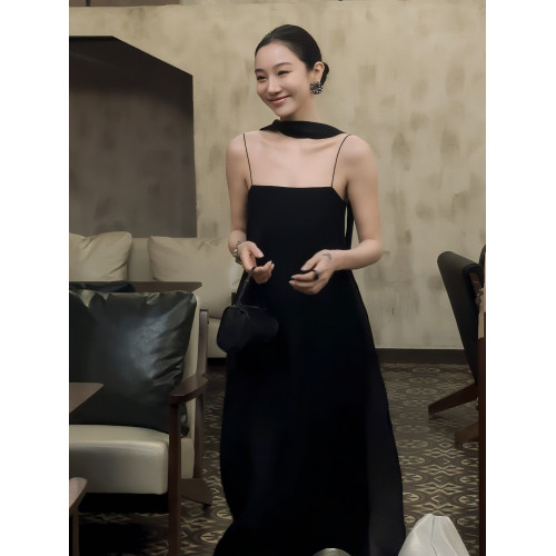 LiHuiEr李慧兒【奇跡天光】白色天絲無袖連衣裙女夏法式吊帶裙子