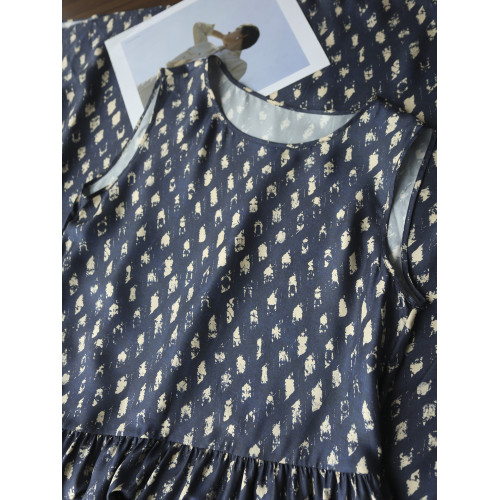 笑涵｜山有扶蘇｜真絲斜紋綢~圓領無袖連衣裙桑蠶絲背心裙新款て