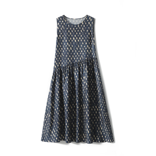 笑涵｜山有扶蘇｜真絲斜紋綢~圓領無袖連衣裙桑蠶絲背心裙新款て