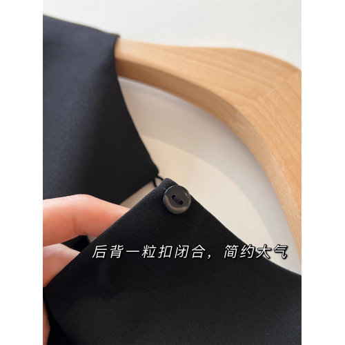 GOLUERJI暮夜星光 萊賽爾亞麻圓領薄款拼接假兩件背心連衣裙女夏