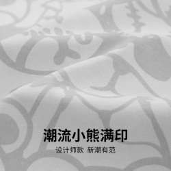 馬克華菲男裝新款休閒t恤男t恤短袖小熊滿印夏季馬商場裝