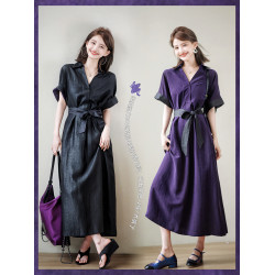 趙大喜|香雲紗：AB面連衣裙|雙面穿連衣裙25新款香雲紗真絲連衣裙