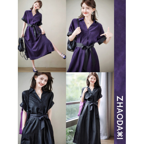 趙大喜|香雲紗：AB面連衣裙|雙面穿連衣裙25新款香雲紗真絲連衣裙