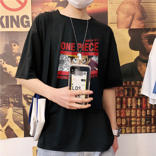 德國進口夏季男裝潮牌動漫印花百搭短袖男T恤日系卡通半袖衫學生