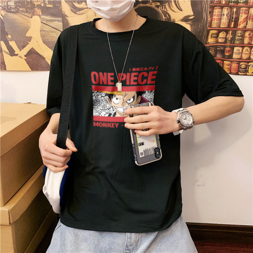 德國進口夏季男裝潮牌動漫印花百搭短袖男T恤日系卡通半袖衫學生