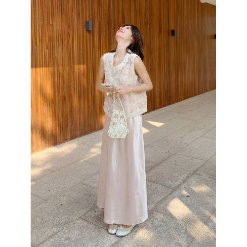 提花馬甲粉色吊帶連衣裙套裝2025新款女夏法式千金感巨好看兩件套