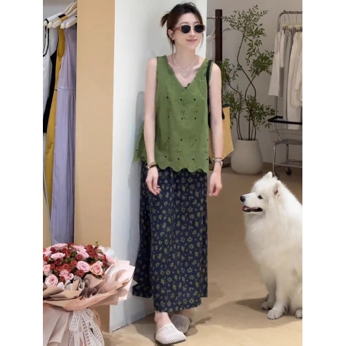 綠色碎花連衣裙子女夏季2025新款夏日巨好看ootd穿搭一整套裝氣質