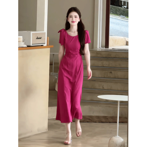 法式高級感氣質蝴蝶結連衣裙女2025夏季新款別致絕美巨好看的長裙
