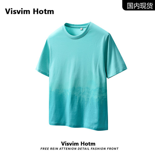 VISVIM BESSEL男t恤短袖純棉新款潮流漸變時尚寬松圓領上衣打底衫