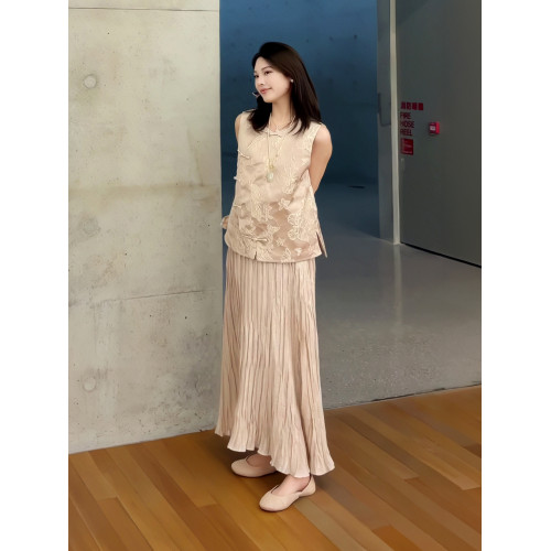 夏季2025新款高級感新中式套裝蝴蝶提花高級感國風禪意馬甲連衣裙
