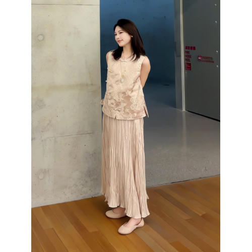 夏季2025新款高級感新中式套裝蝴蝶提花高級感國風禪意馬甲連衣裙