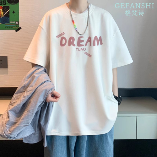 法國GFS純棉短袖男t恤夏季新款潮流寬松休閒青少年百搭打底衫半袖